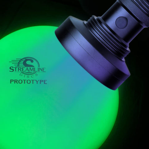 MVP Glow Disc under UV light shows glow for night rounds.