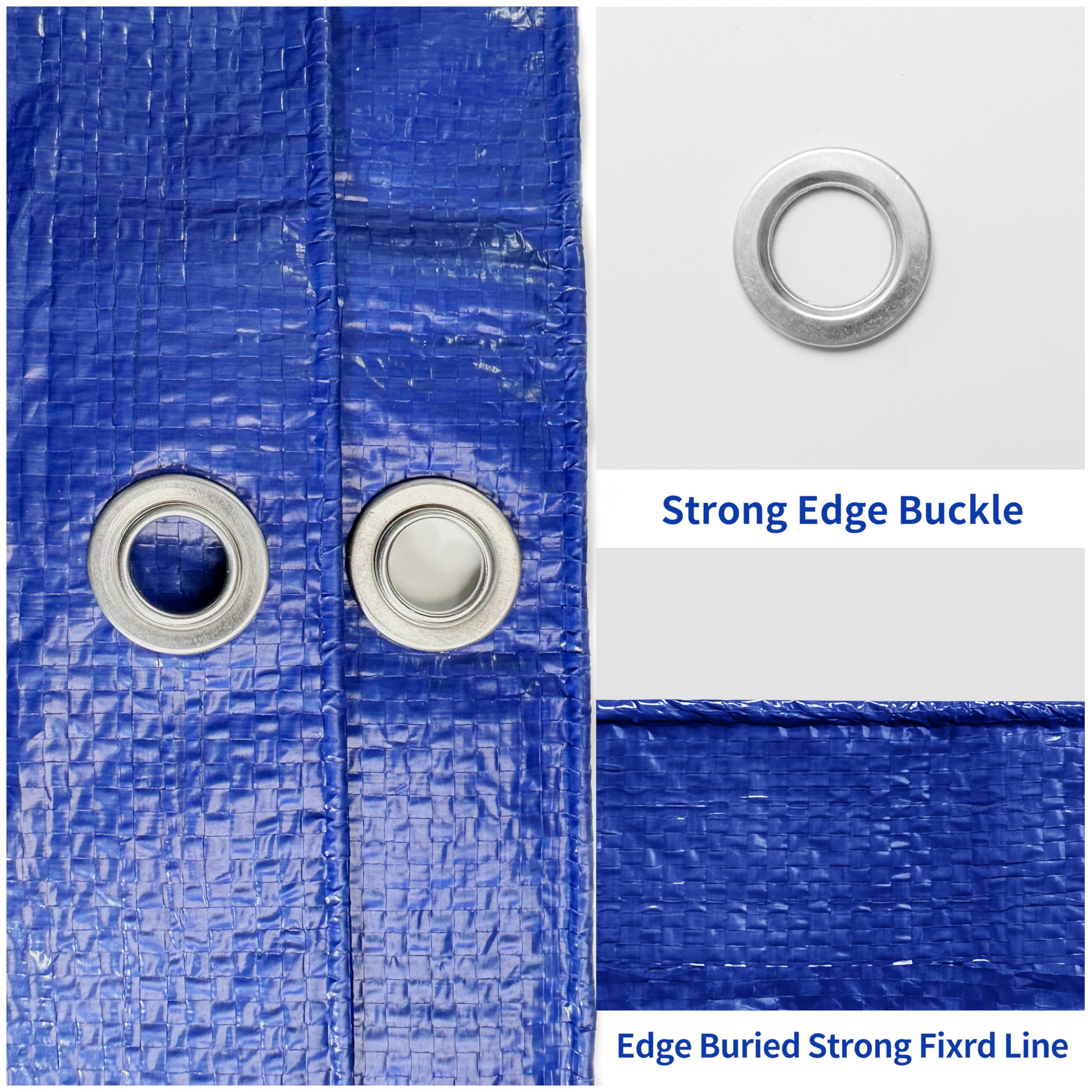 MVPNET aluminum edge buckle detail keeps tarp secure in wind