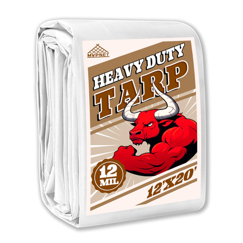 MVPNET tarp 12x20 open-pack showing waterproof fabric for outdoor setups