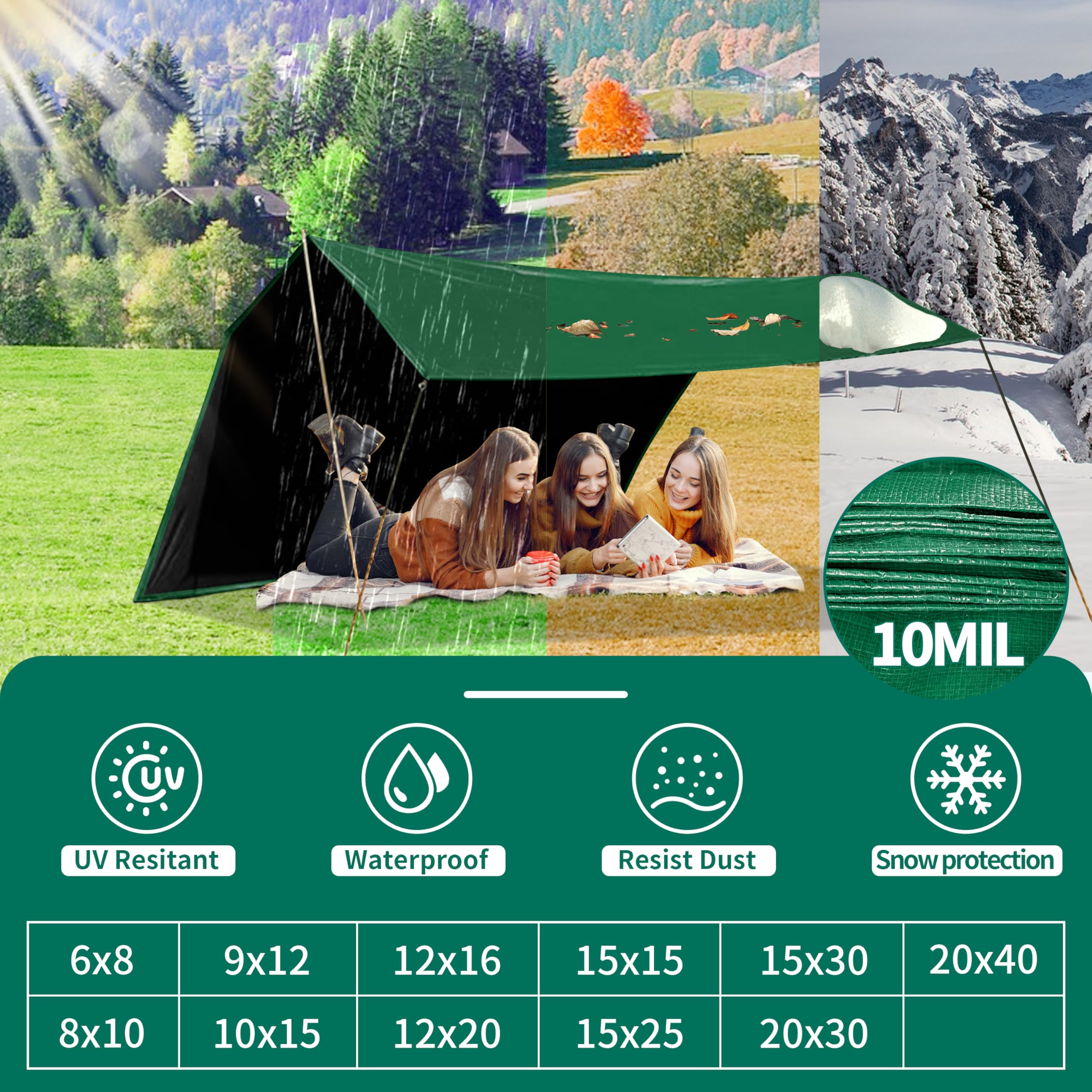 MVPNET tarp 15x15 uses for camping and outdoor events.