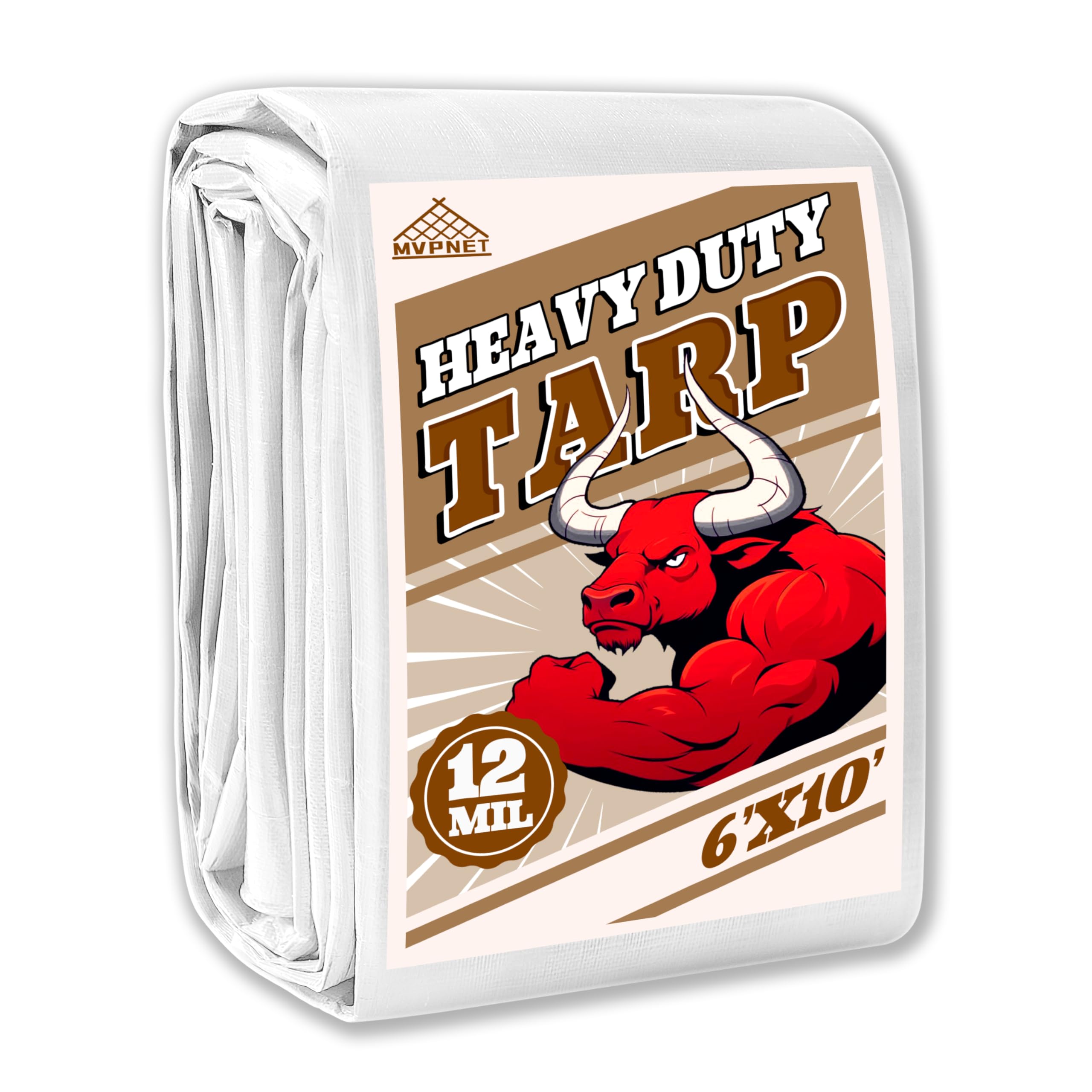 MVPNET tarp 6x10ft front view, versatile outdoor cover for pools and boats.