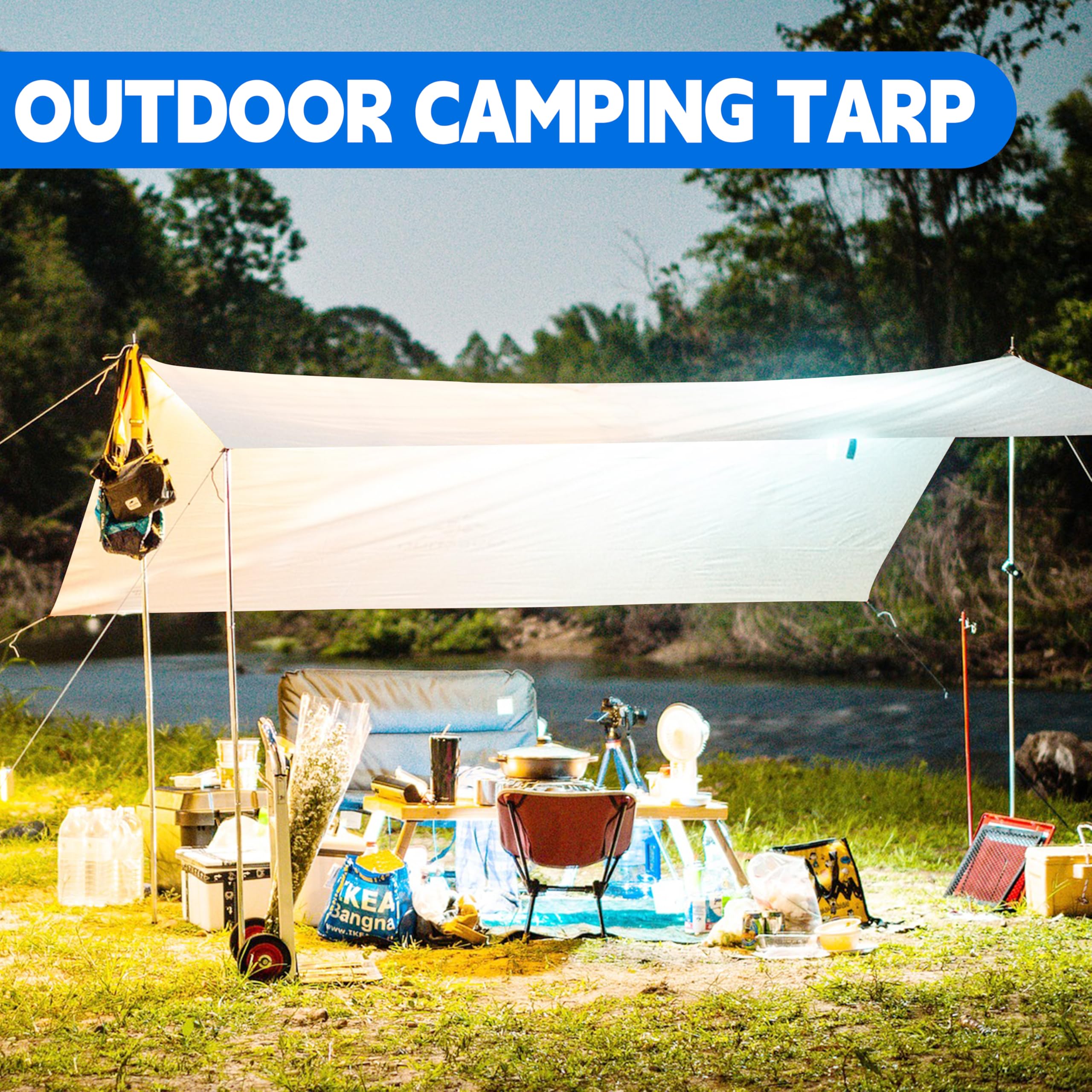 MVPNET tarp in camping scenario providing outdoor protection