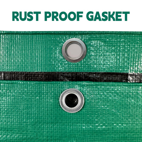 MVPNET tarp green and black design highlights reinforced edges for rugged use