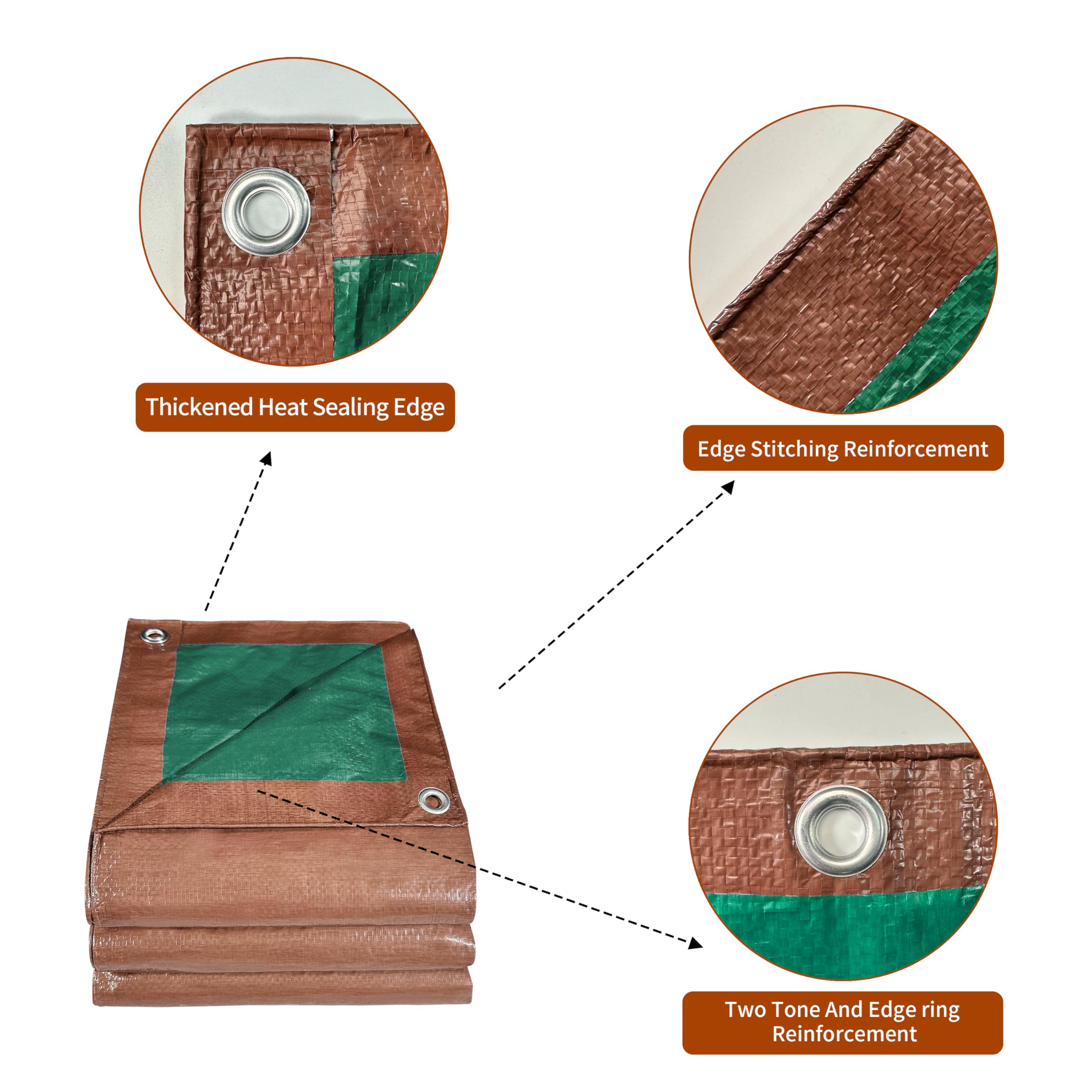 MVPNET UV-resistant green brown tarp for outdoor projects and camping