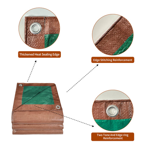 MVPNET UV-resistant green brown tarp for outdoor projects and camping