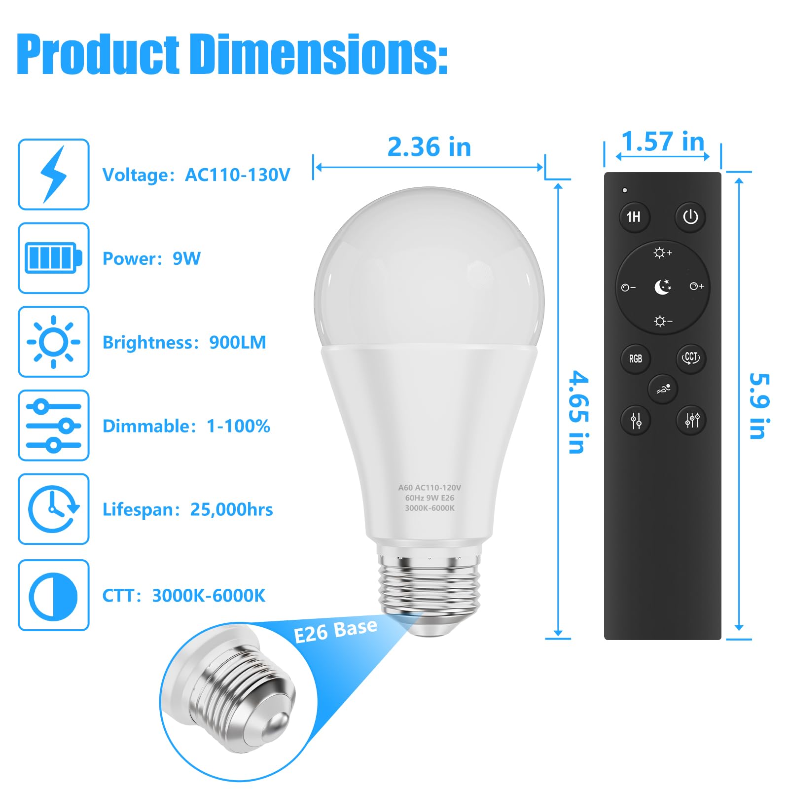 MXhme A19 LED bulb demonstrating adjustable color temperature from warm to cool
