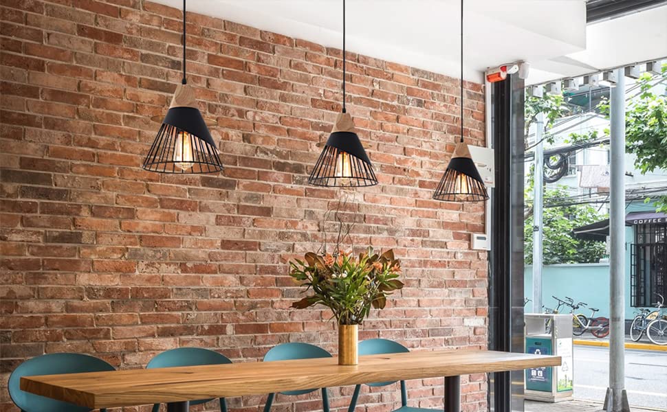 Mxsaoud industrial pendant light in dining room setting creates warm ambience