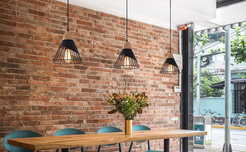 Mxsaoud industrial pendant light in dining room setting creates warm ambience