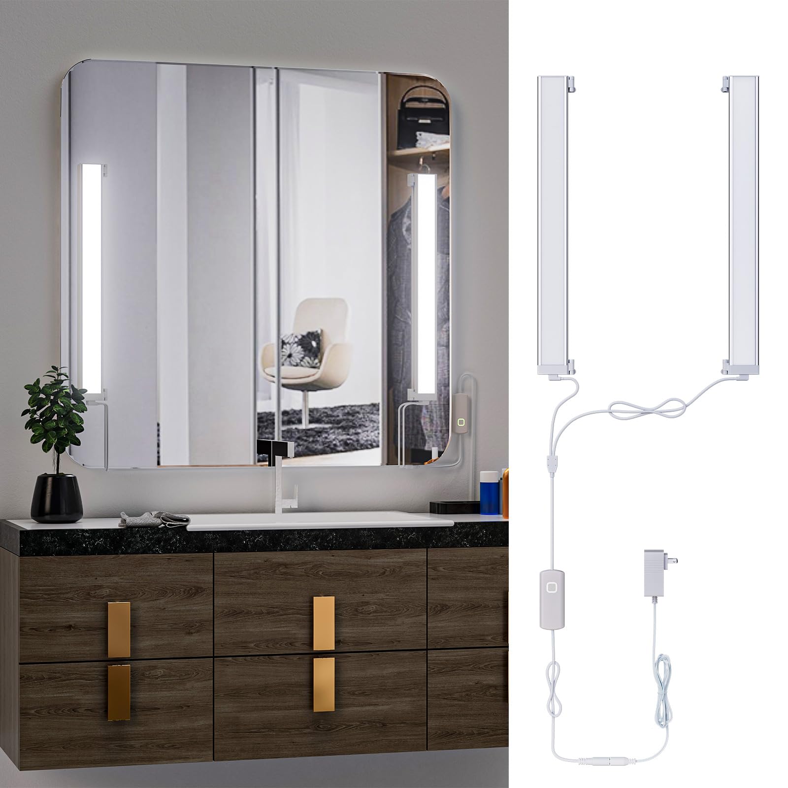 MY BEAUTY LIGHT angle adjustable vanity light on mirror for even makeup illumination