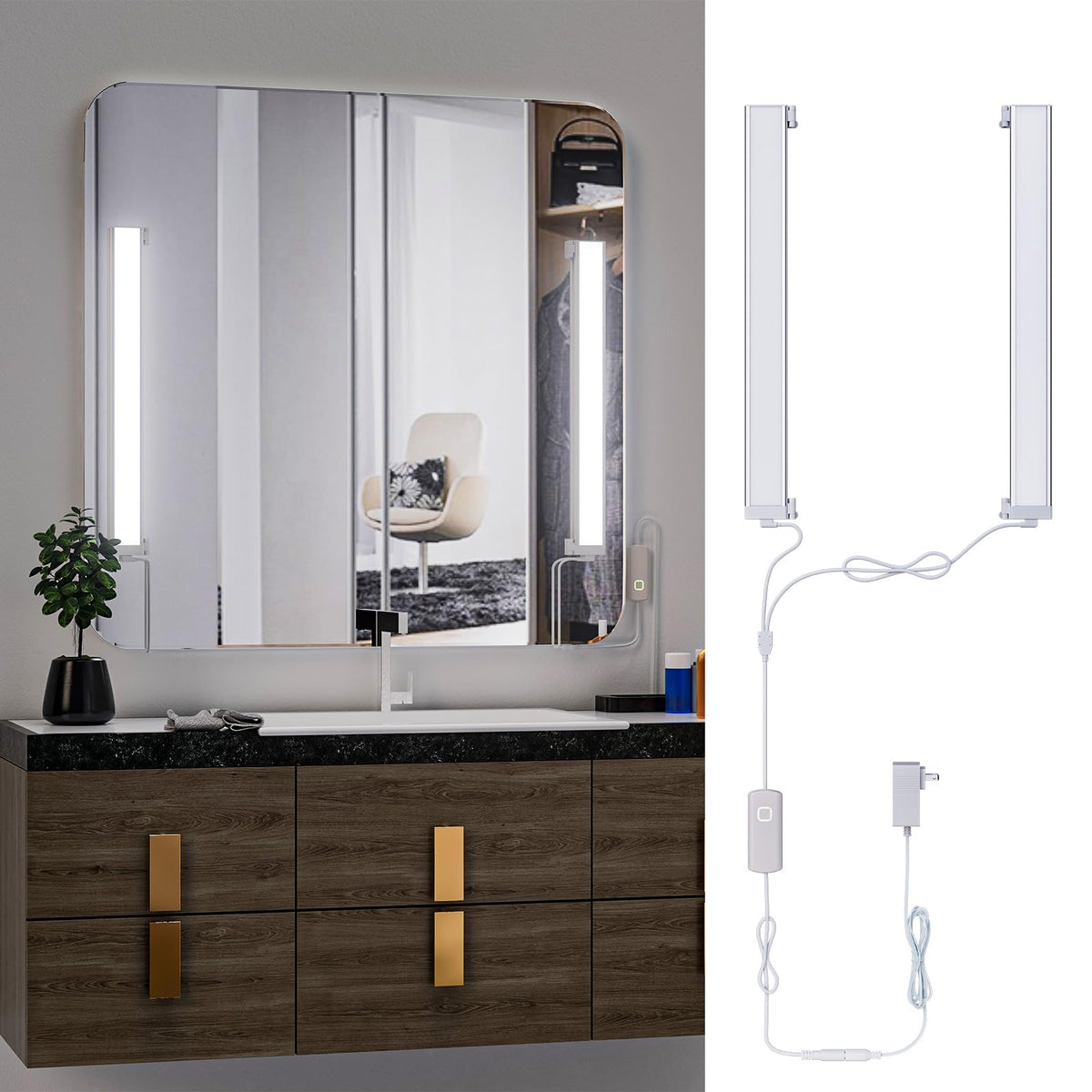 MY BEAUTY LIGHT angle adjustable vanity light on mirror for even makeup illumination