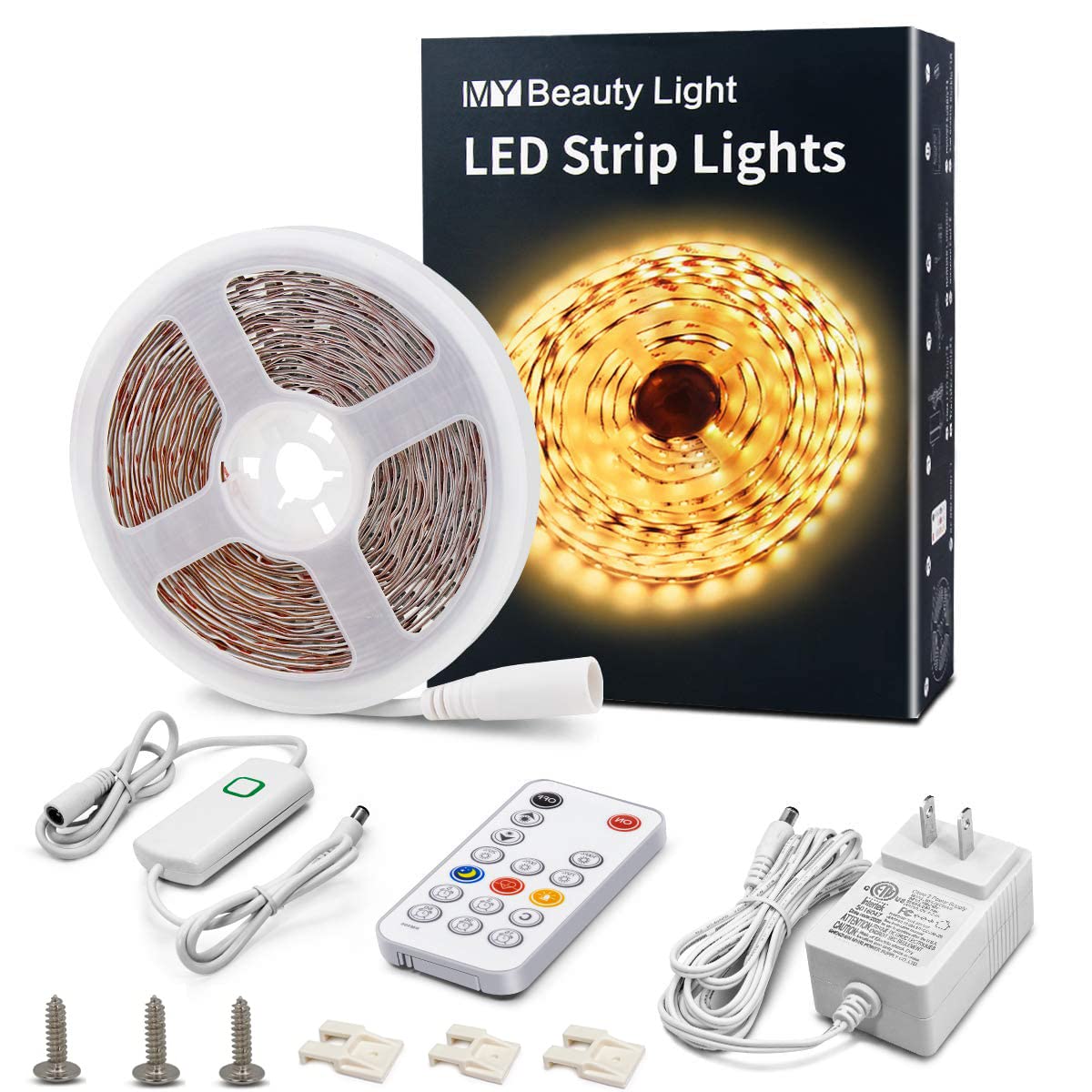 MY BEAUTY LIGHT LED strip warm white front view for cozy living spaces