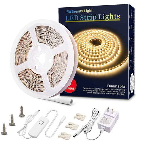 MY BEAUTY LIGHT LED strip lights brighten the bedroom with warm white glow and true color.