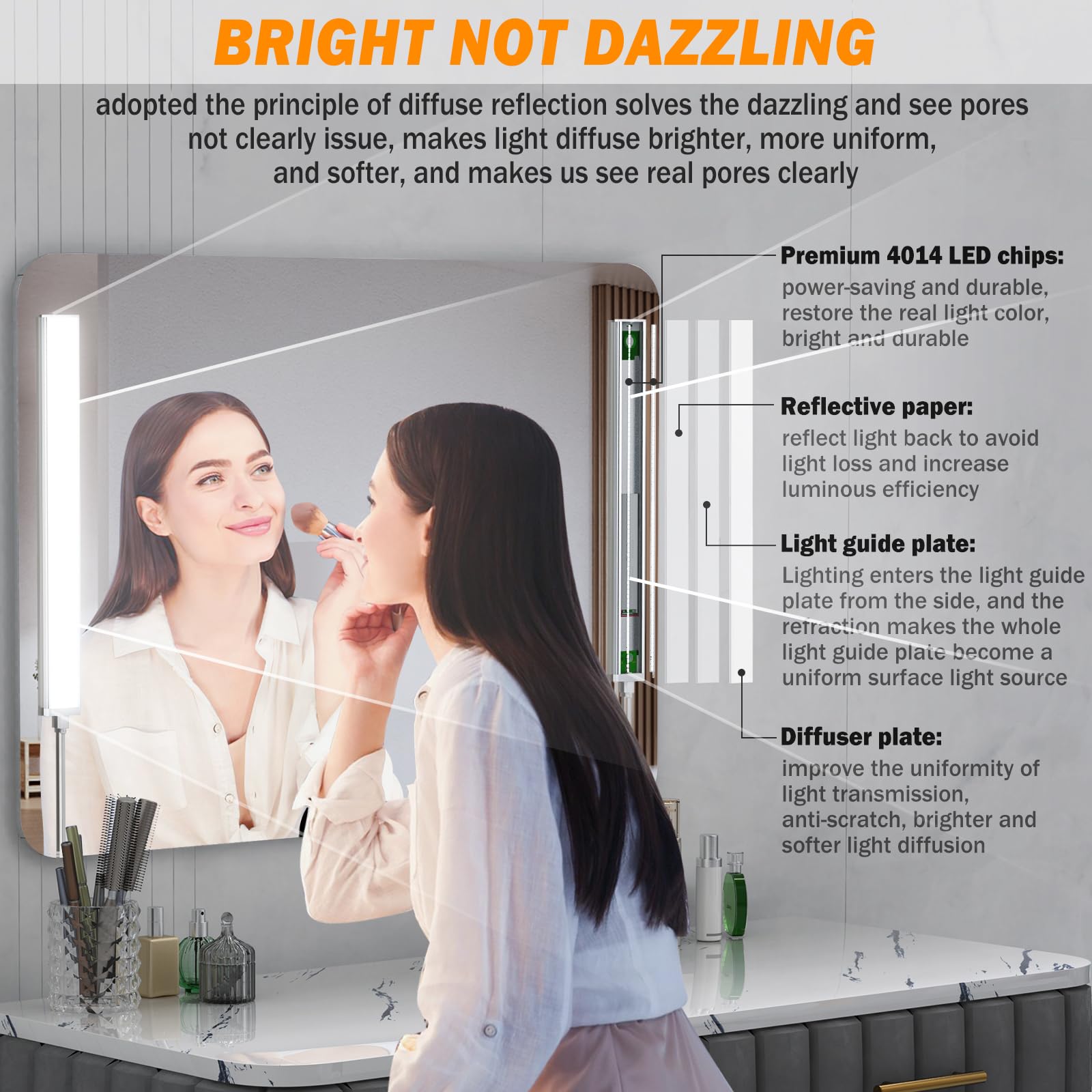 My Beauty Light offers 6 color temperatures for warm to cool makeup lighting.