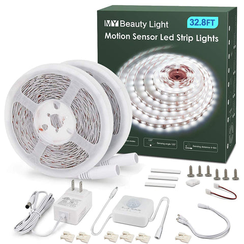 MY BEAUTY LIGHT motion-activated LED strip 32-8ft enables broad room lighting.