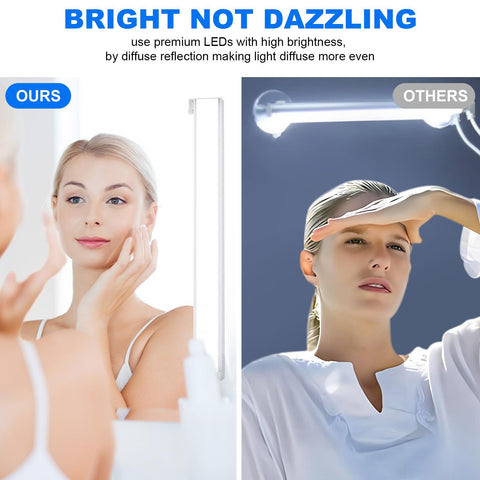 MY BEAUTY LIGHT stick-on LED vanity light mounted on mirror for easy setup