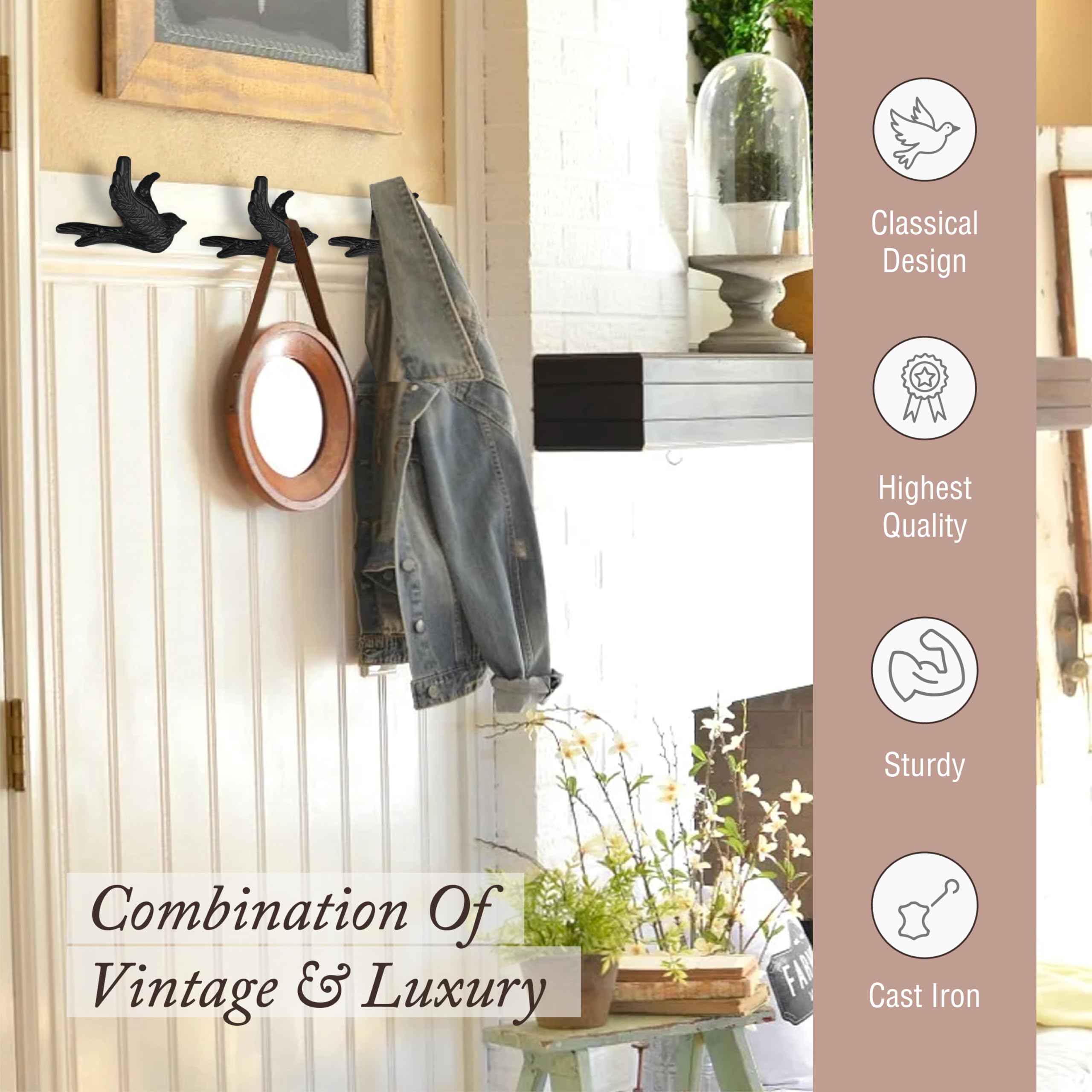 Rust-resistant cast iron design from My Fancy Farmhouse Flying Bird Hook