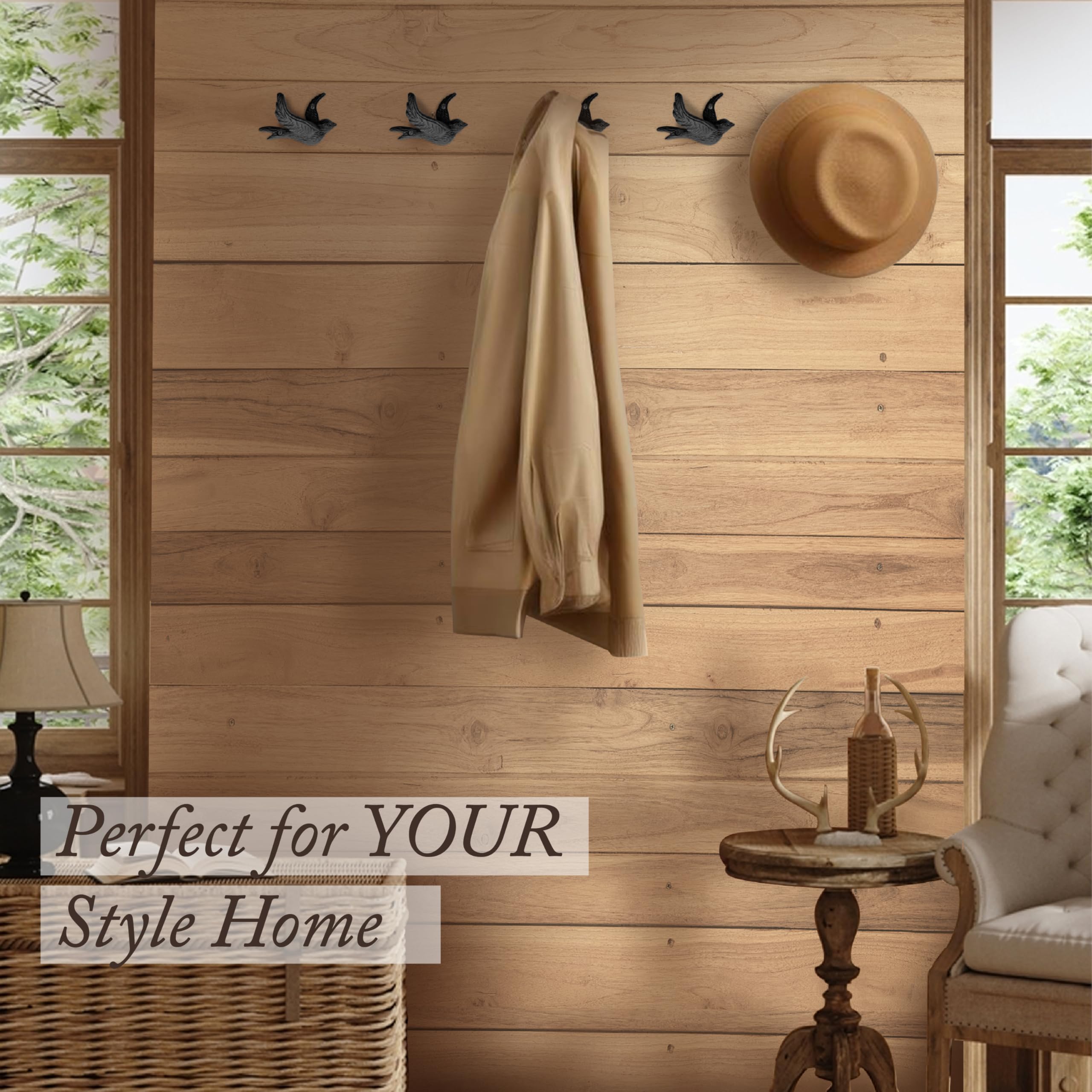 Wall-mounted wood-mount hook set from My Fancy Farmhouse decor