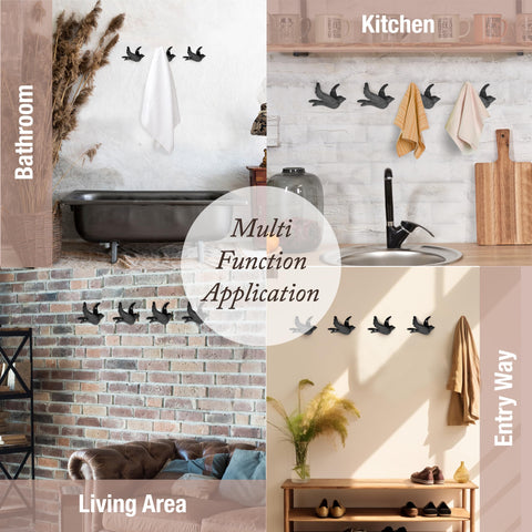 Decorative yet functional, these hooks hold bags, jackets, and towels
