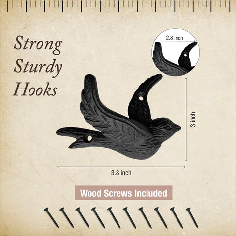 Close-up of antique black finish on My Fancy Farmhouse Flying Bird Hook