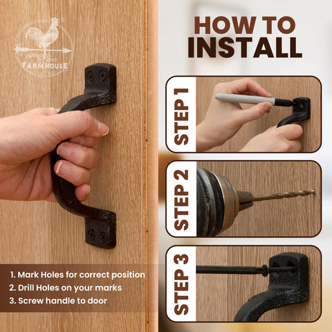 My Fancy Farmhouse rustic barn door handles, six-and-a-quarter-inch tall.