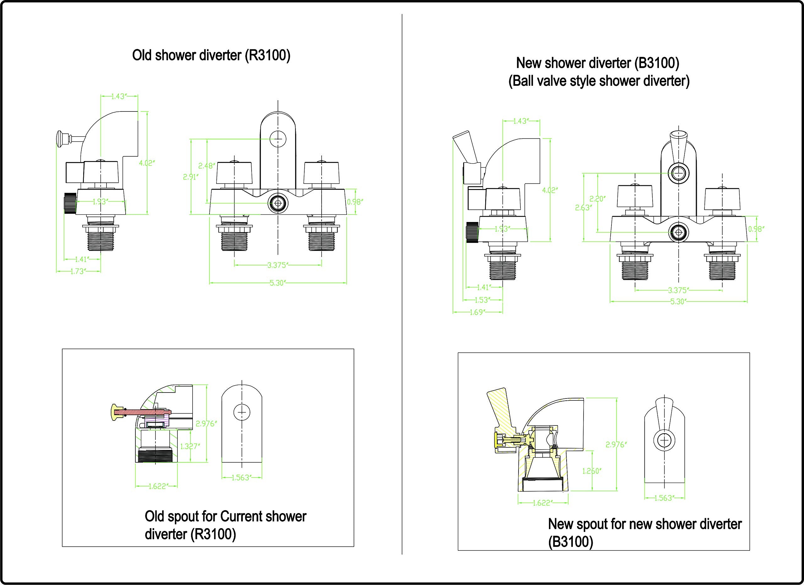 ¾ IPS inlet connections on My PlumbingStuff B3100 faucet