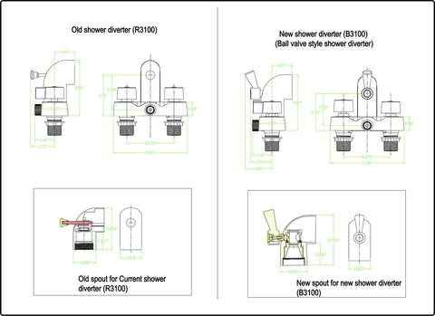 ¾ IPS inlet connections on My PlumbingStuff B3100 faucet
