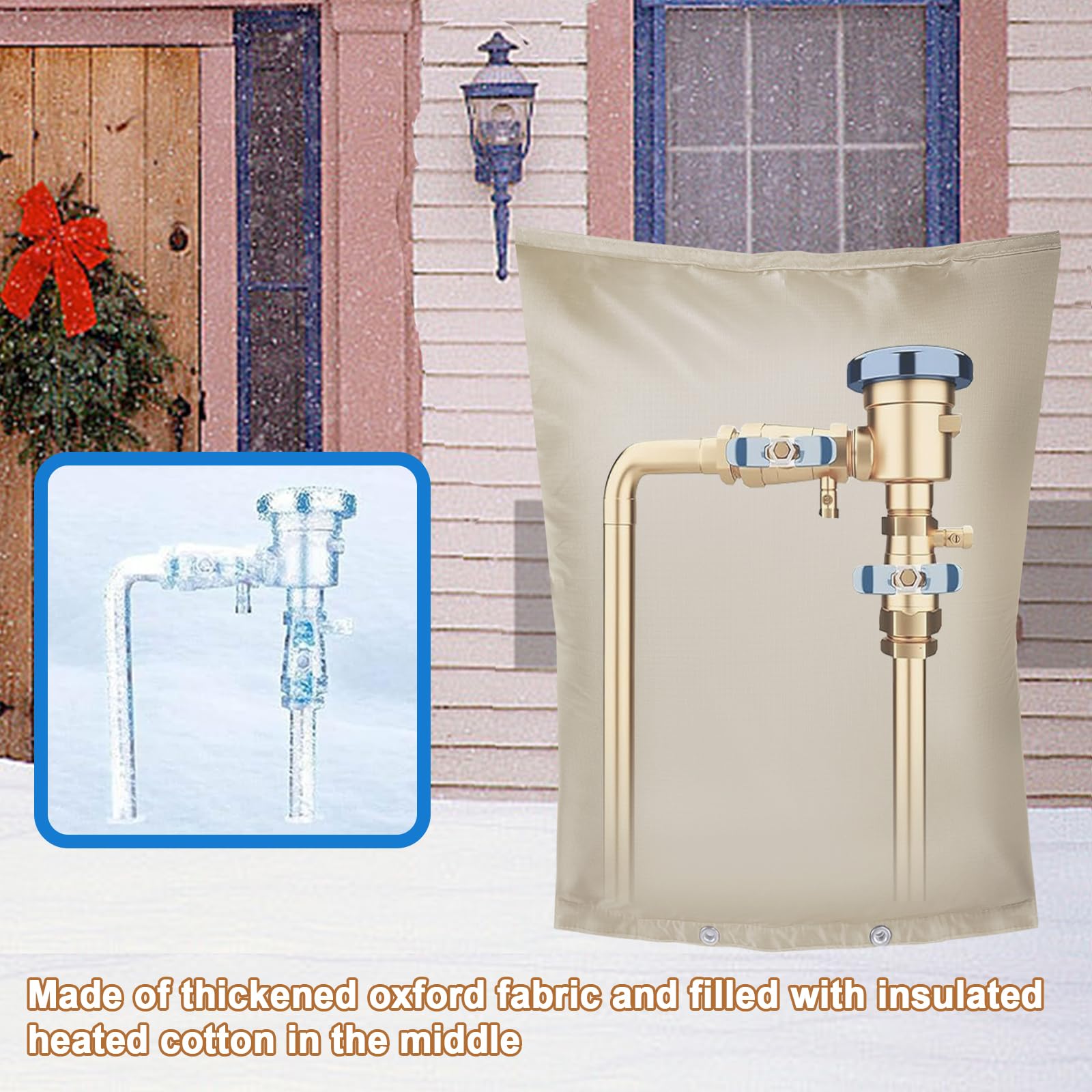 MY RUSTIC outdoor faucet winter cover shields against cold and moisture.