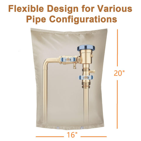 MY RUSTIC outdoor pipe insulation cover guards against freezing temperatures.