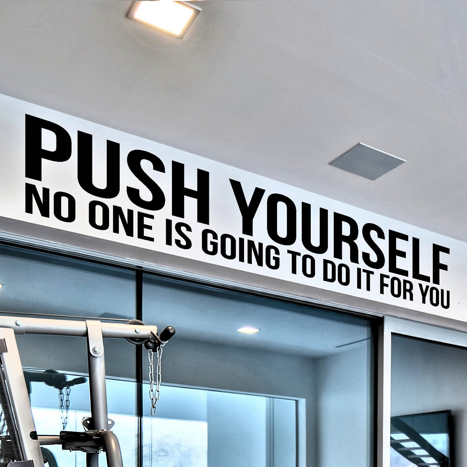 My Vinyl Story Push Yourself motivational wall art for daily workout focus.