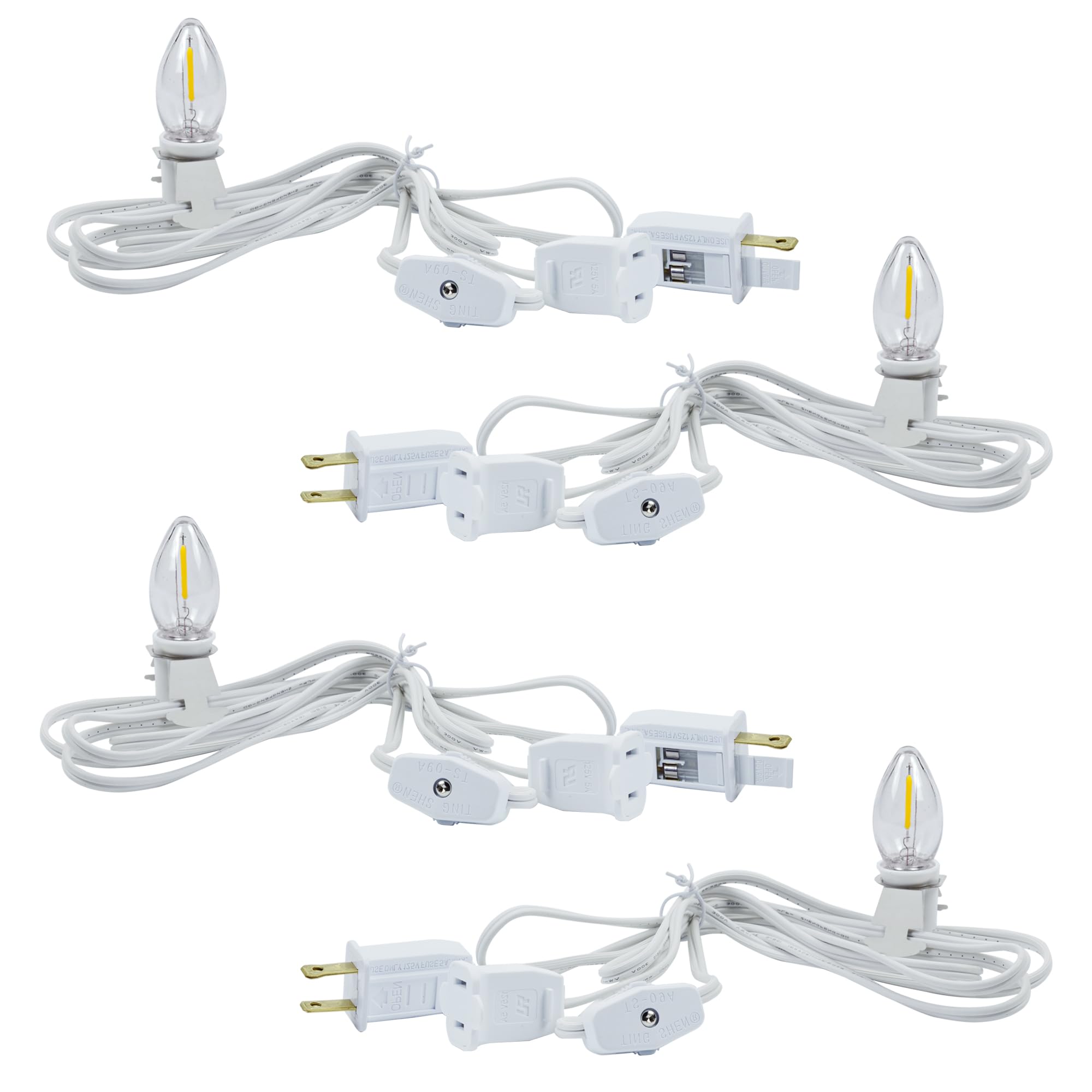 MYEMITTING 4-pack accessory cord with LED bulbs for bright, energy-efficient holiday village lighting.