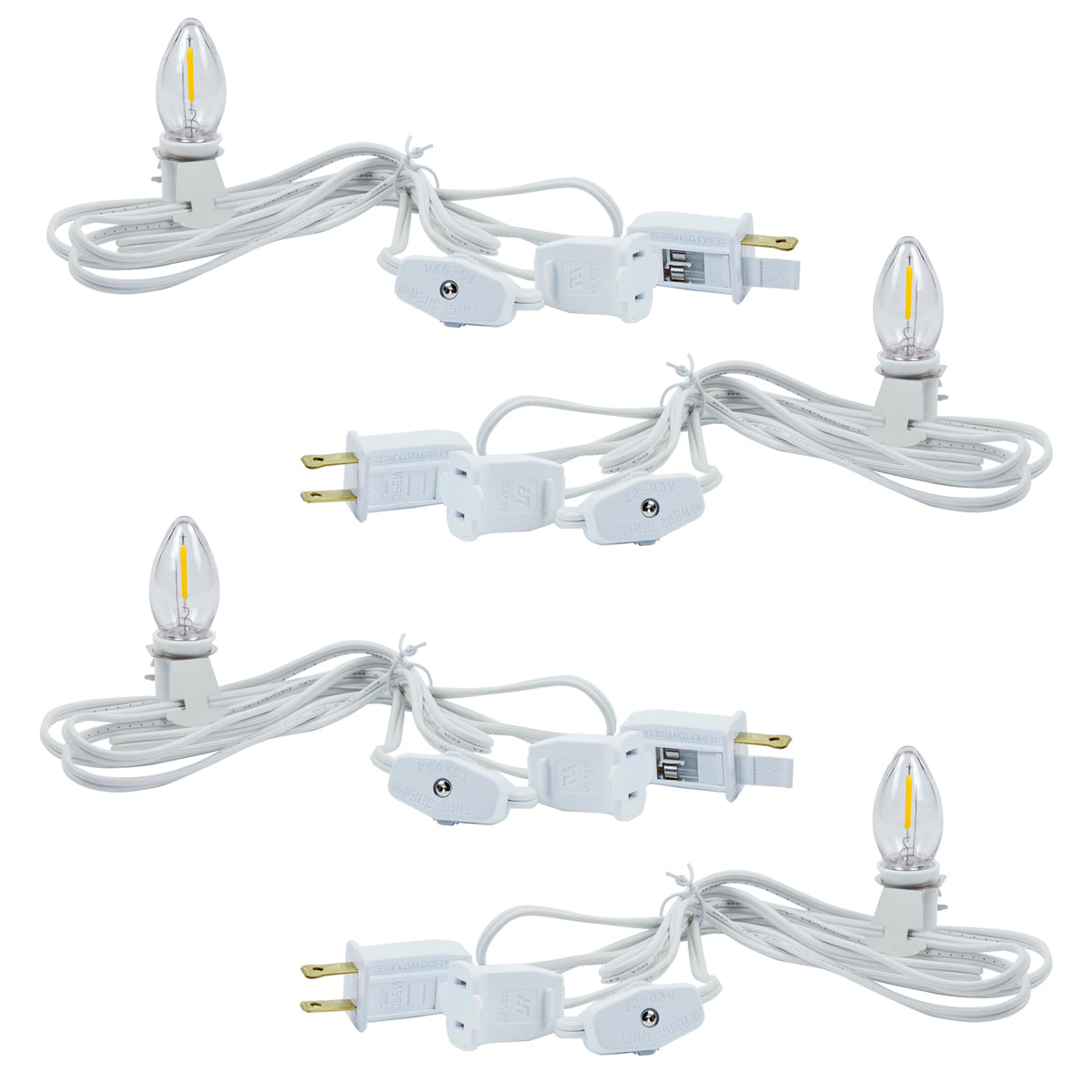 MYEMITTING 4-pack accessory cord with LED bulbs for bright, energy-efficient holiday village lighting.