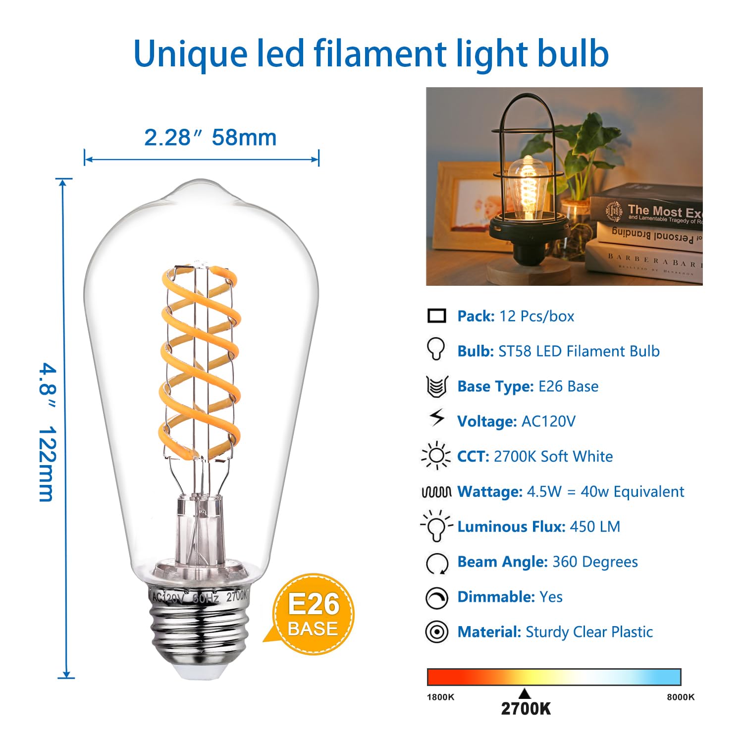 MYEMITTING warm 2700K filament bulbs with vintage glow