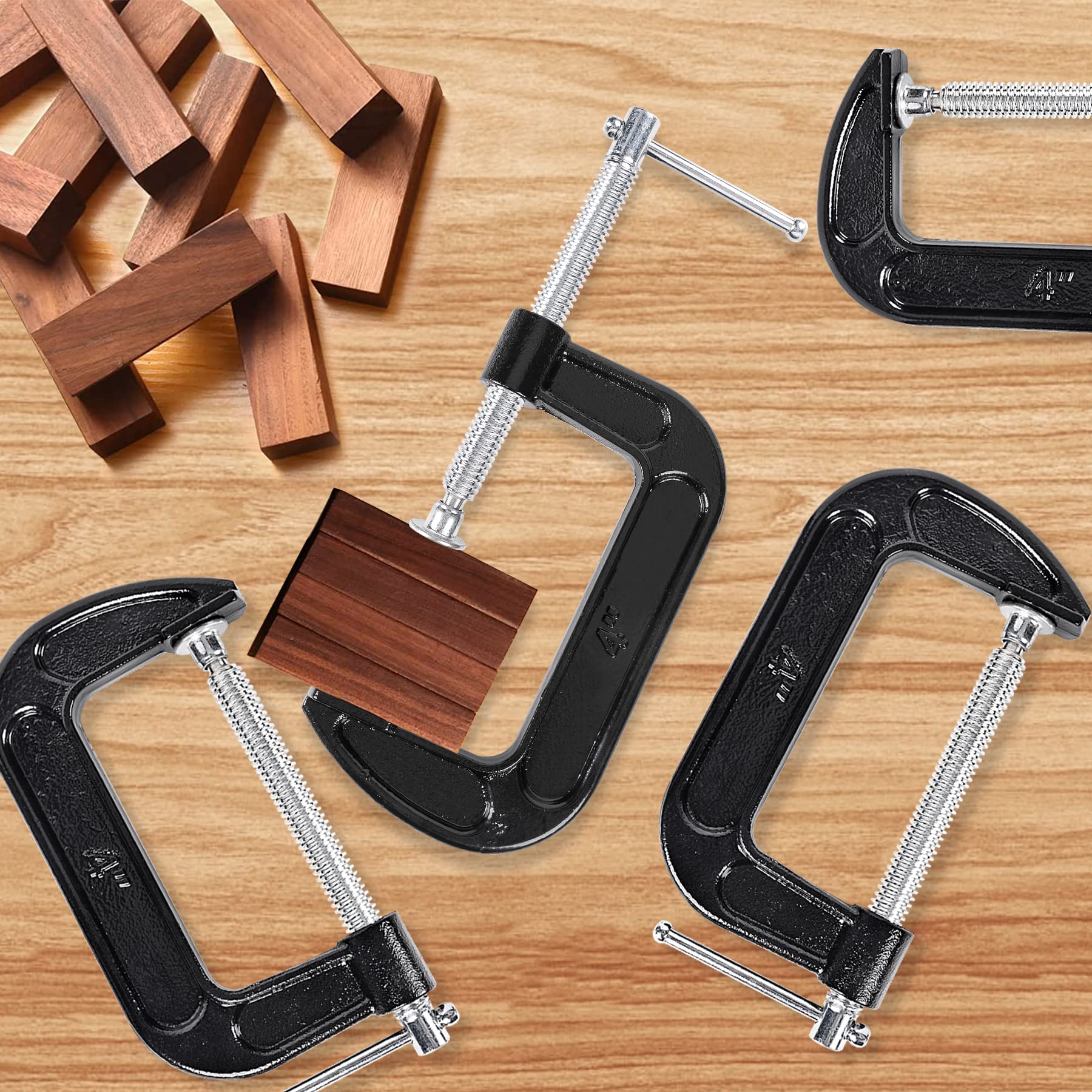 MYFAMIREA clamp in action holds workpieces securely during assembly.