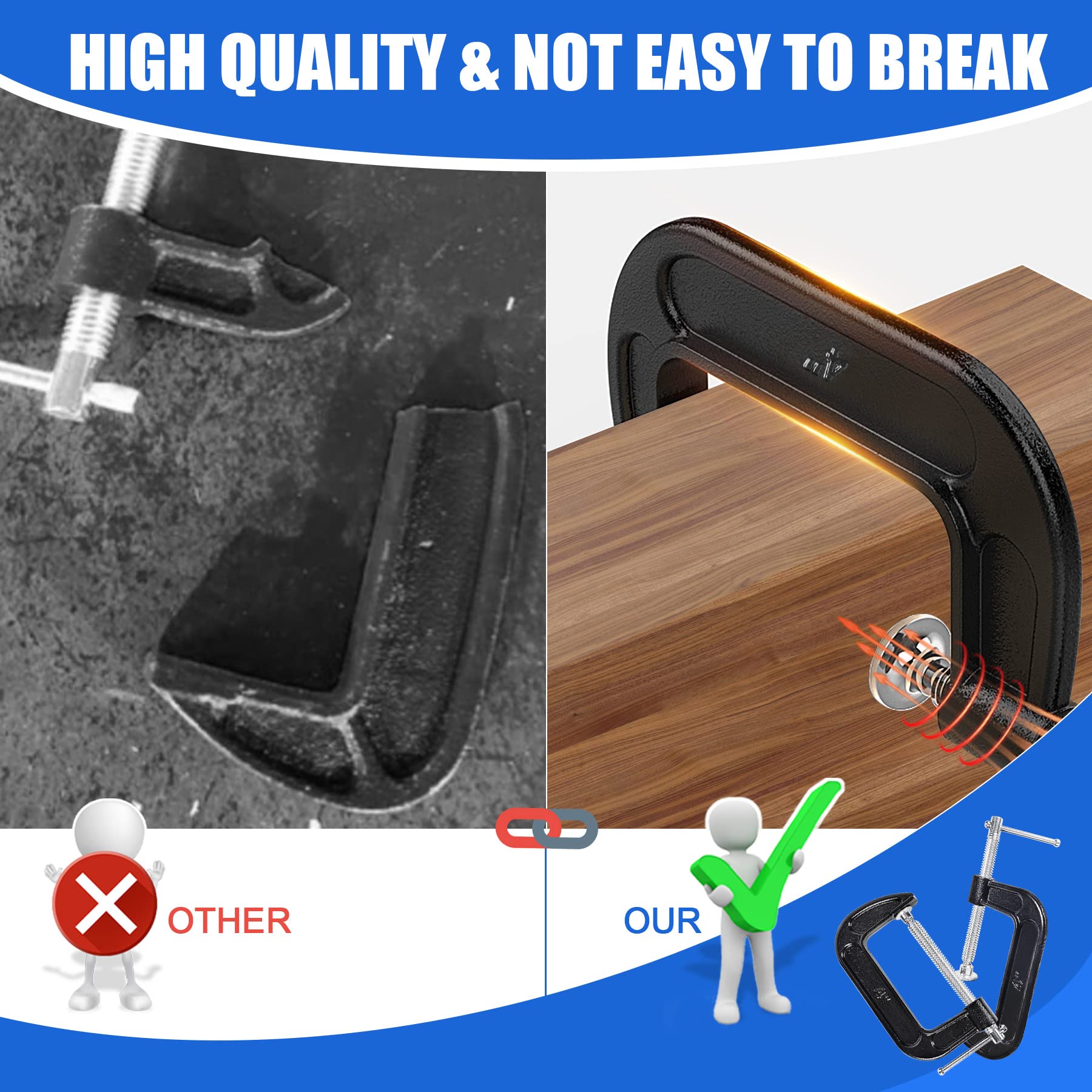 MYFAMIREA 4-inch clamp suits metalworking, woodworking, welding tasks.