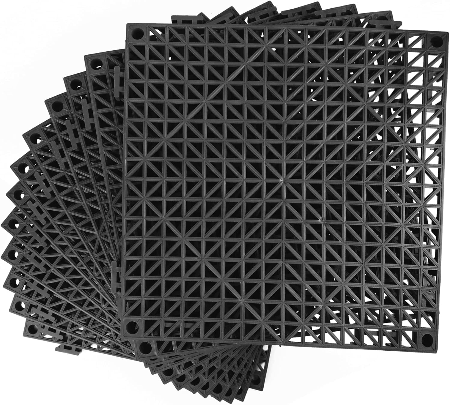 MYFAMIREA modular interlocking cushion tiles on a deck with non-slip drainage.