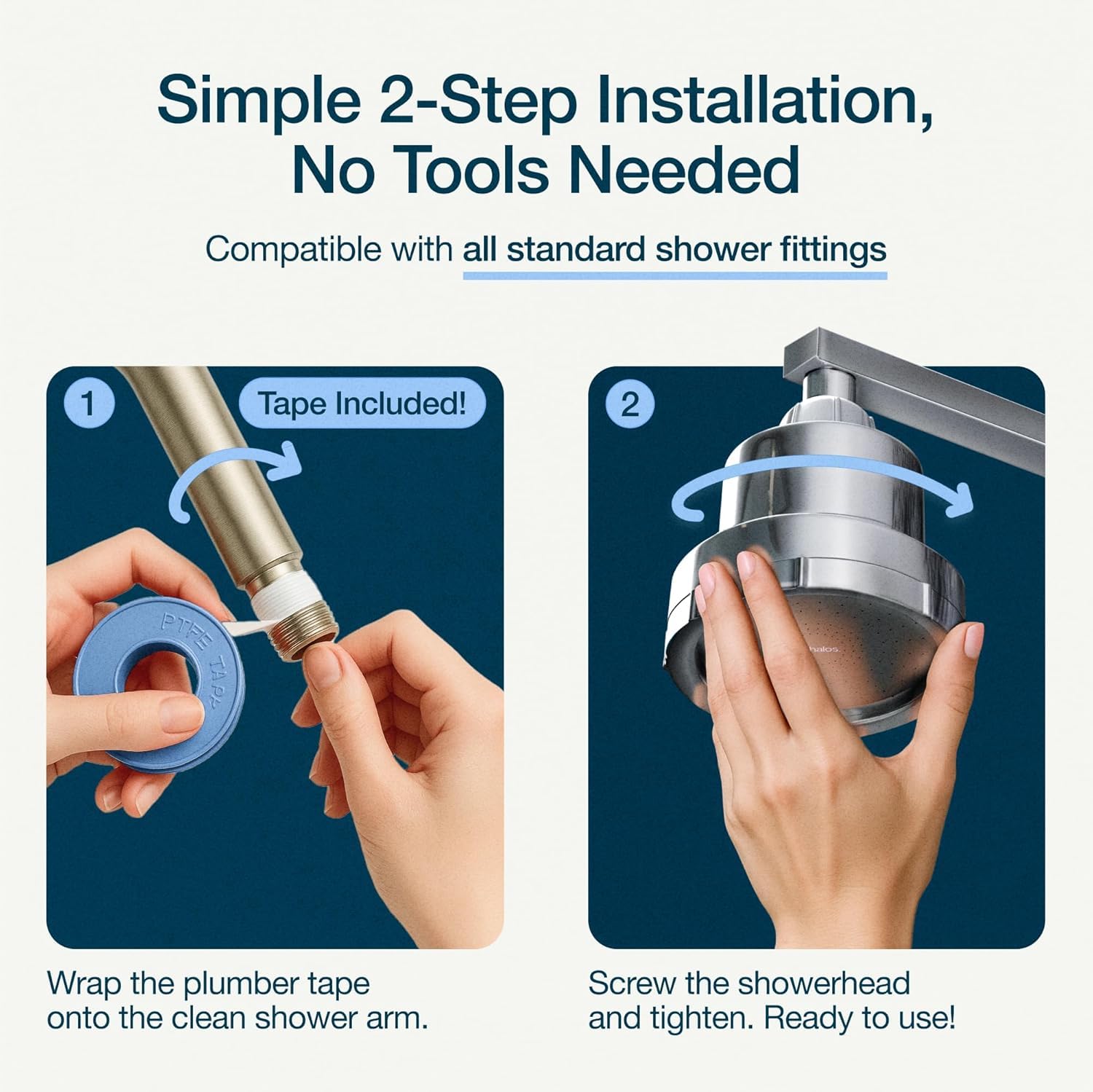 Includes plumber’s tape and replacement filter for quick setup