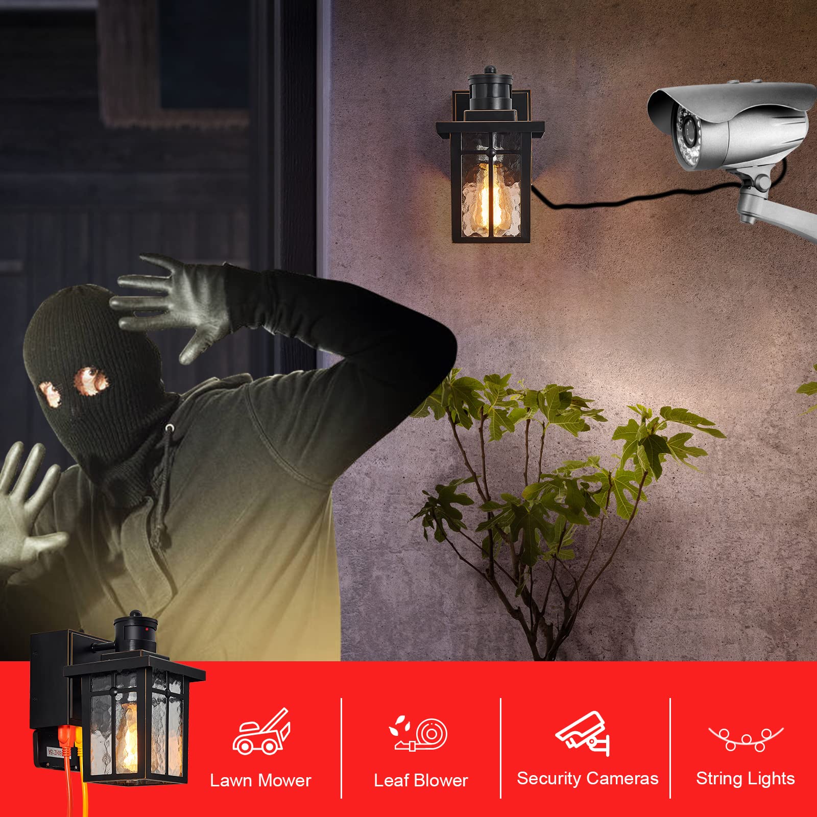 Myhaptim three-mode operation with dusk-to-dawn sensor at entry.
