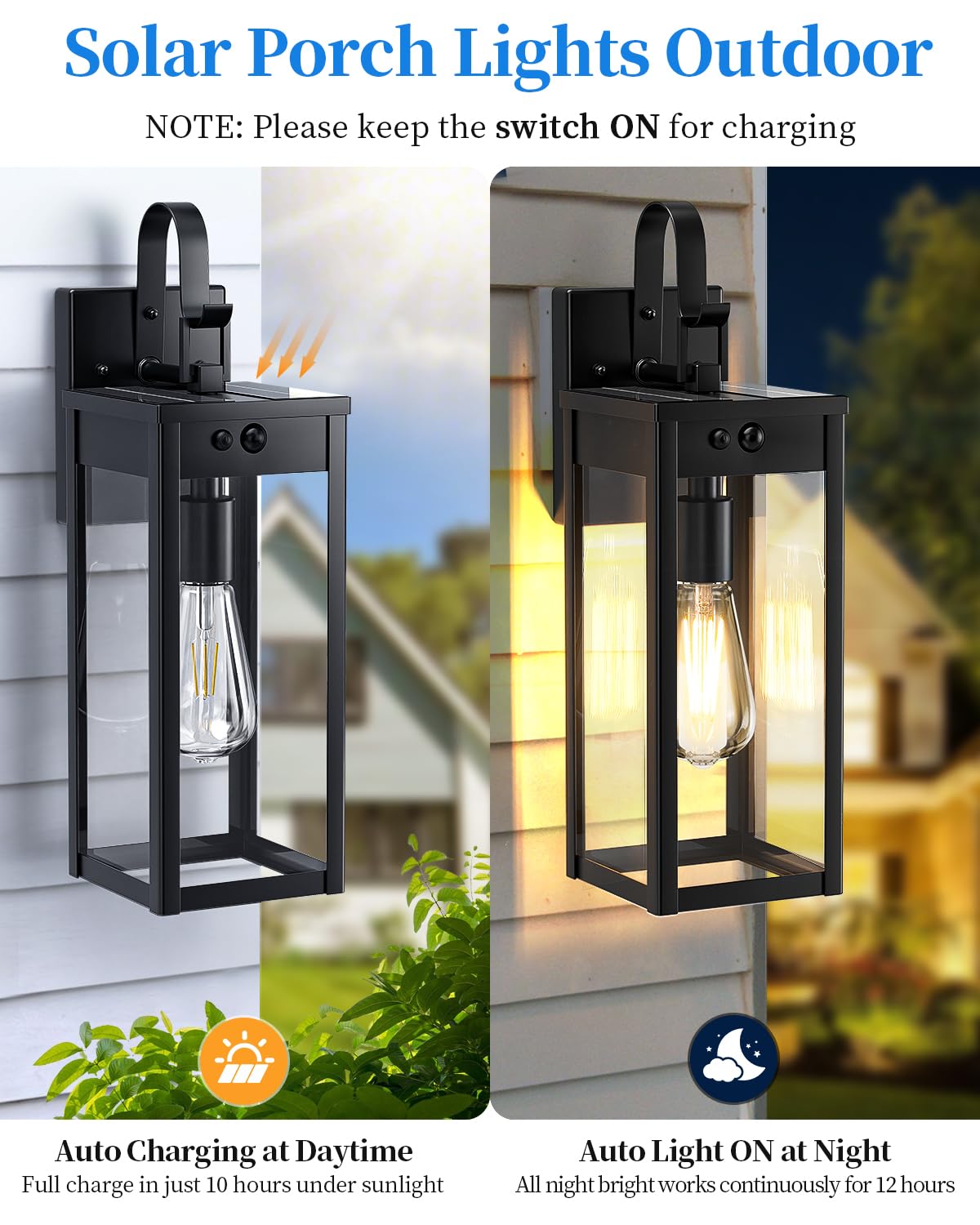 MYHXQ black exterior light with dusk-to-dawn function for convenient security illumination.
