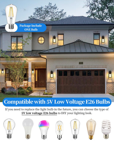 MYHXQ E26 bulb-compatible outdoor light allows easy bulb upgrades.