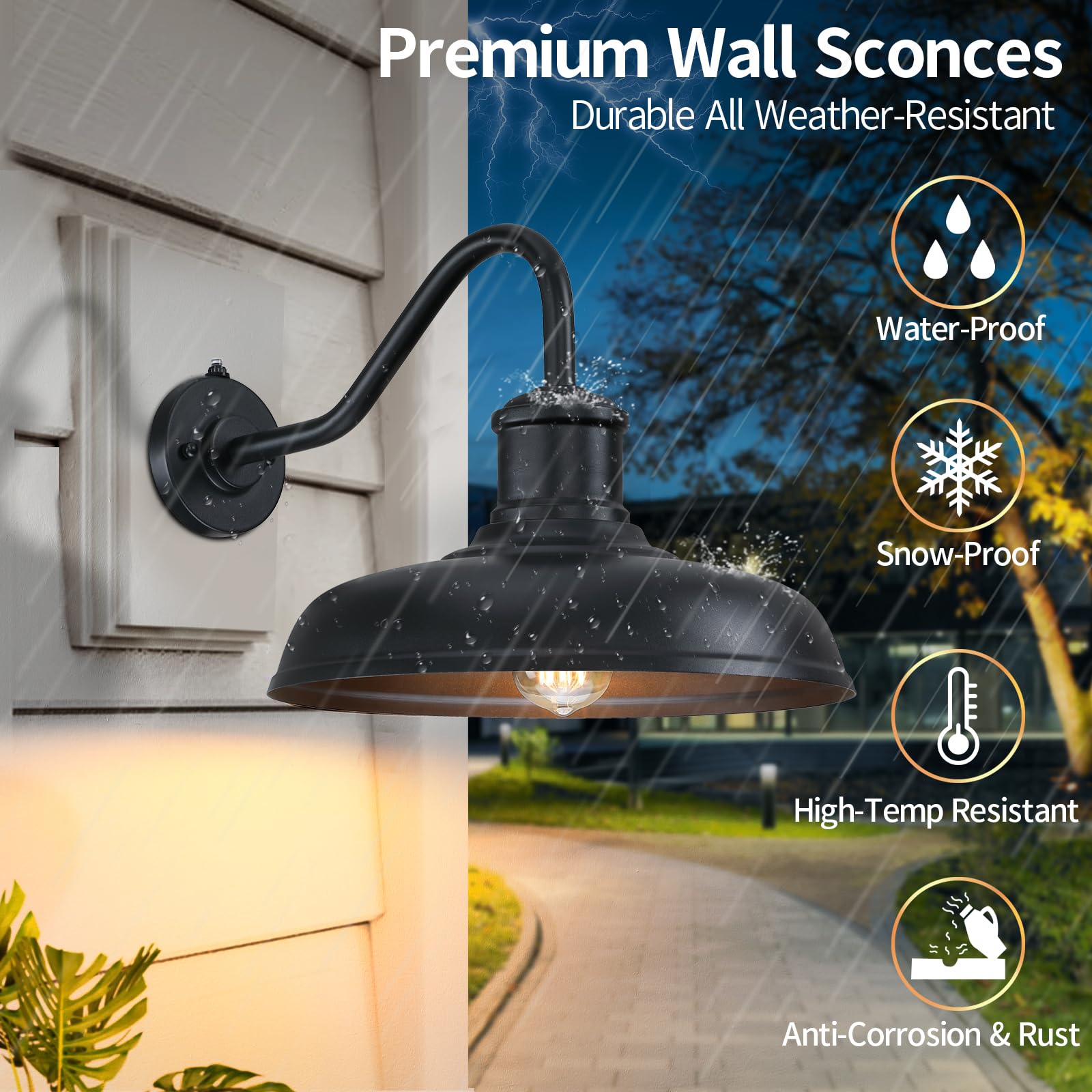 MYHXQ photocell closeup shows automatic dusk-to-dawn sensor