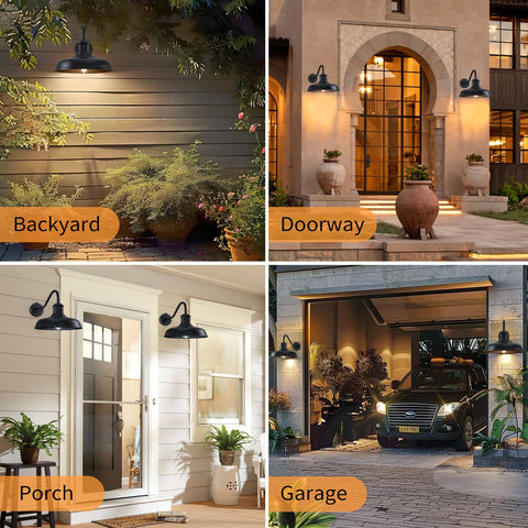 MYHXQ two-pack mounted lights create symmetrical exterior illumination