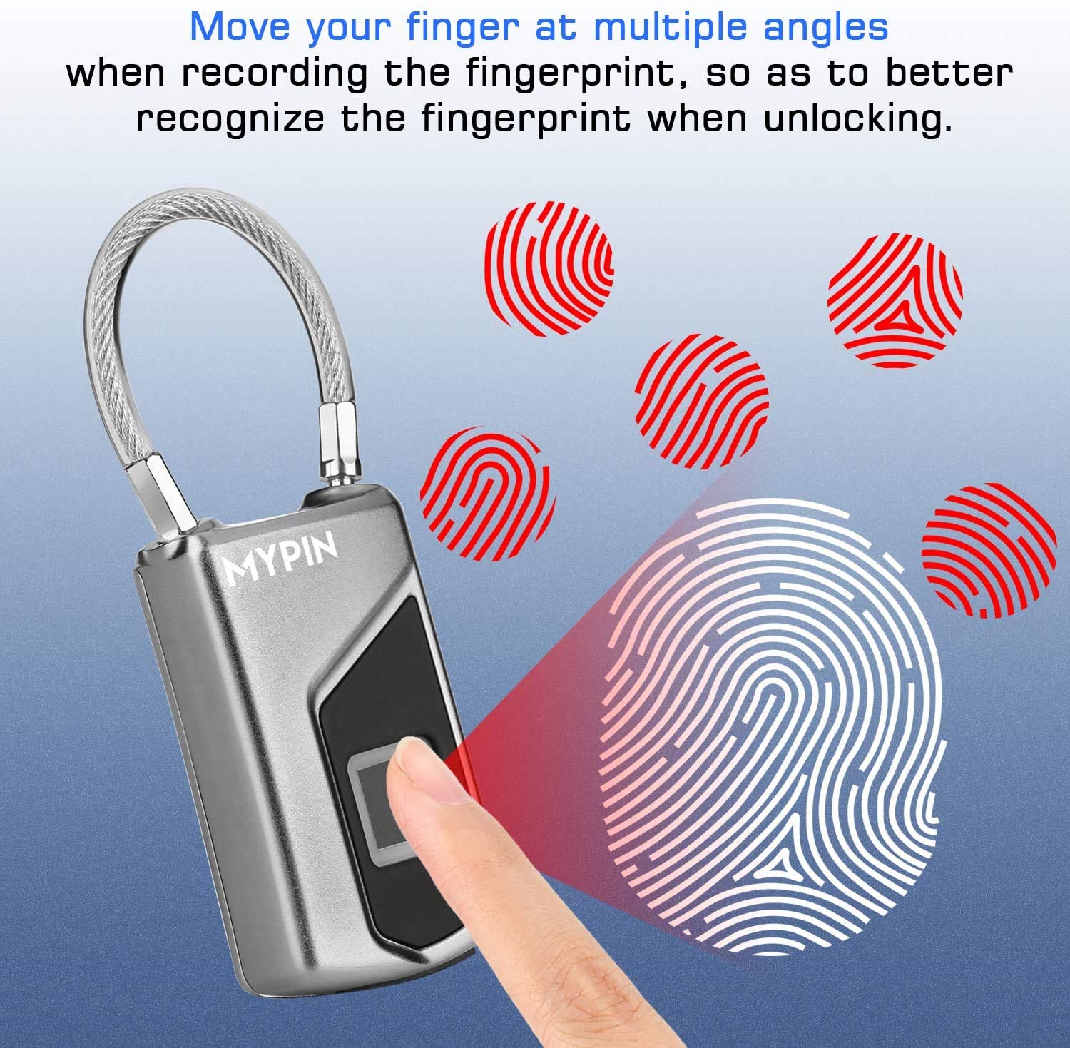 MYPIN fingerprint lock aluminum body offers durable protection against tampering