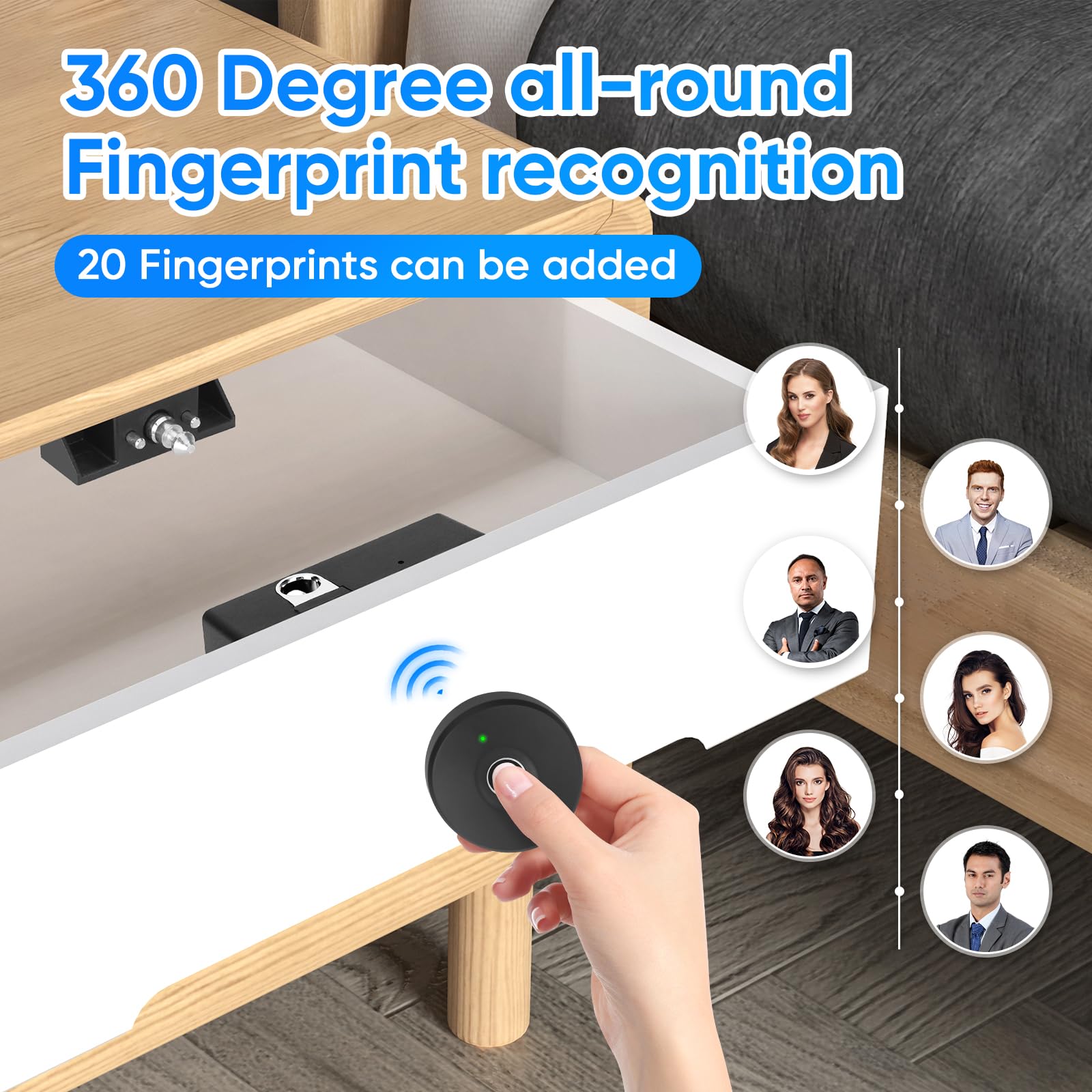 MYPIN fingerprint remote lock in use demonstrates convenient cabinet entry