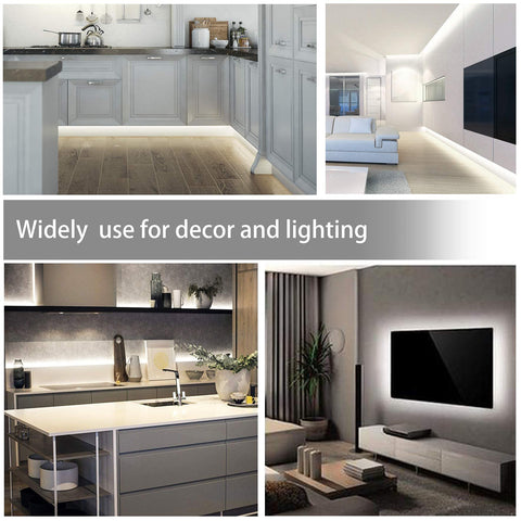 MYPLUS LED strip lights run on 12V power for safe indoor use.