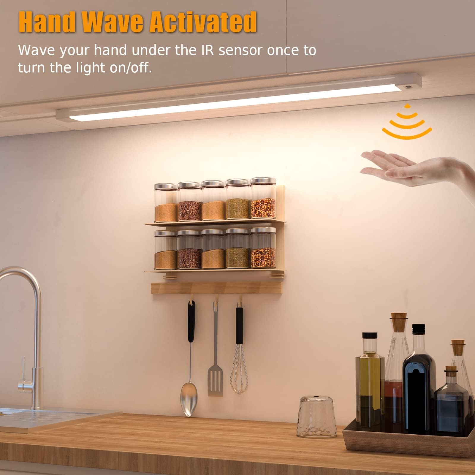 MYPLUS 4000K natural white under-cabinet light provides clear visibility.