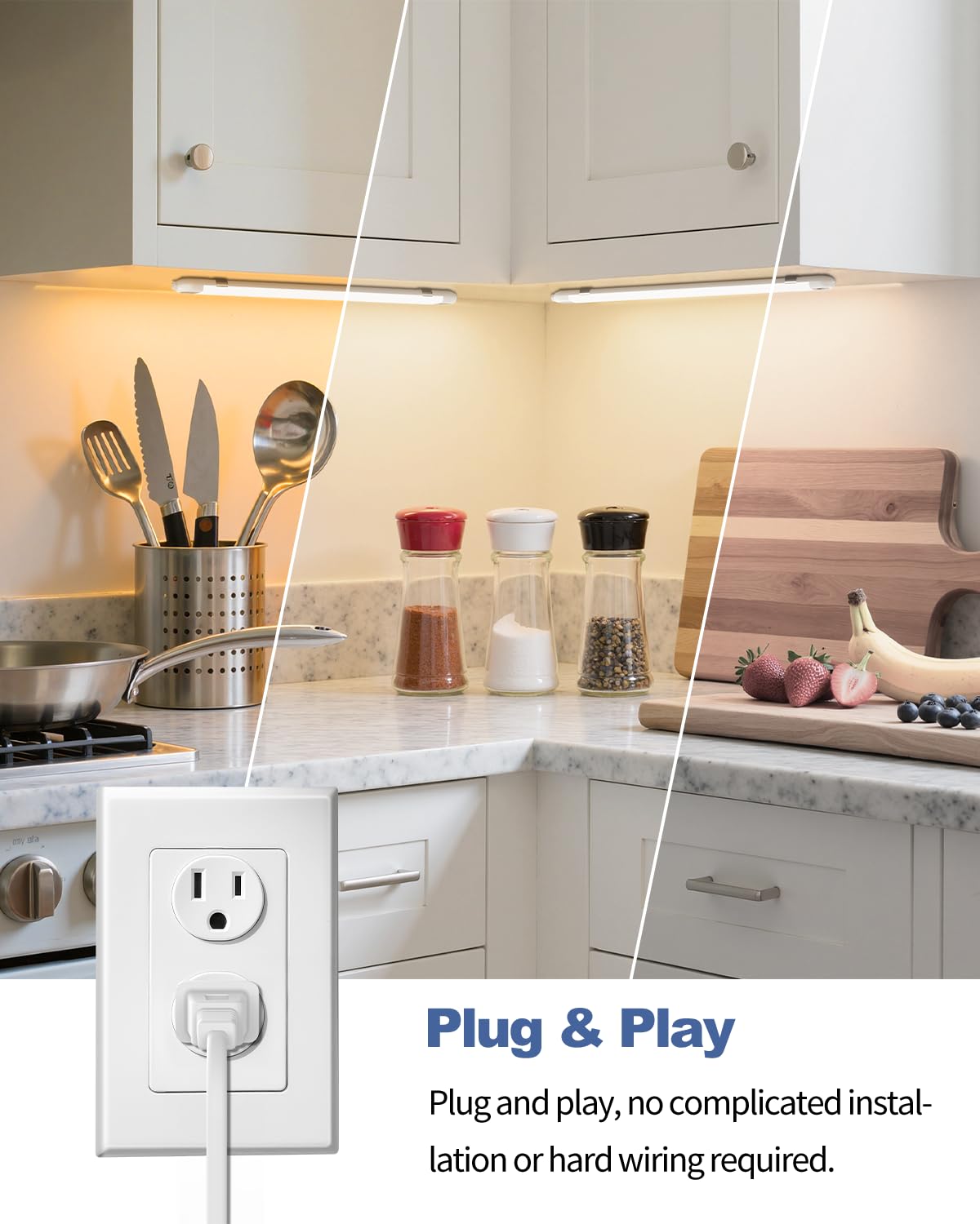 MYPLUS plug-in under cabinet lights for quick installation near sinks