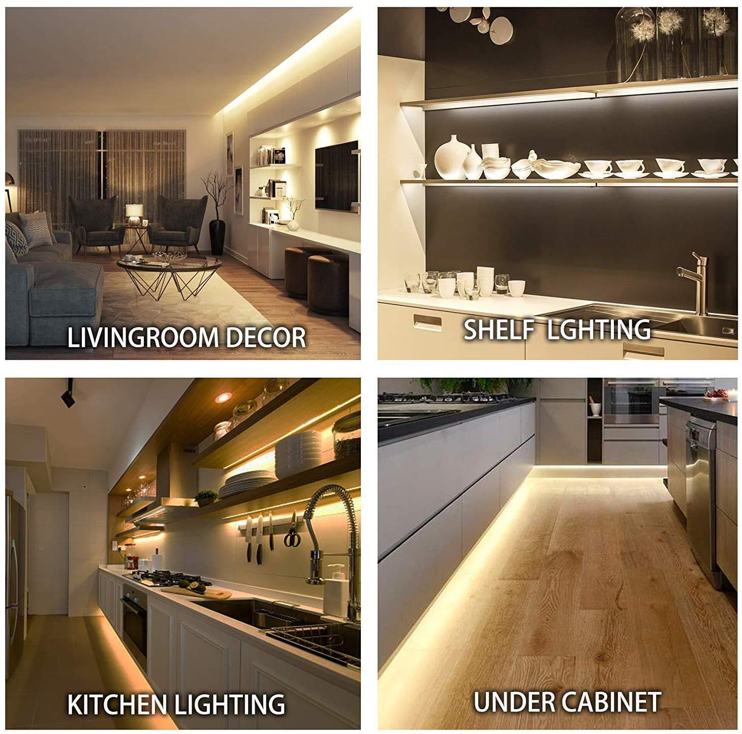 MYPLUS shelf and display lighting highlights decor with warm accents