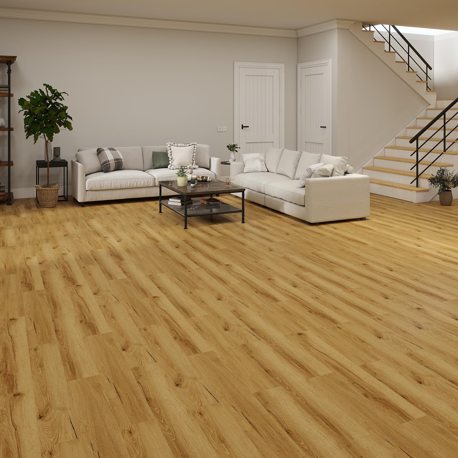 Mysflosy blonde-oak planks bring a warm, inviting vibe to living spaces.
