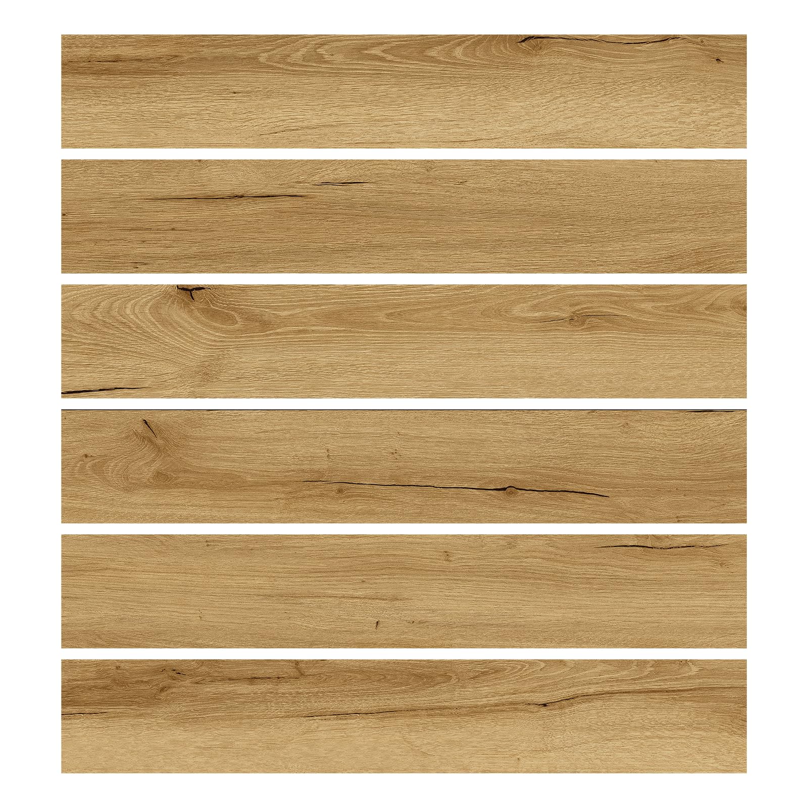 Mysflosy wood-look plank 6x36 inches in blonde oak, ideal for room transitions.