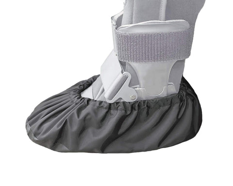 MyShoeCovers fracture walking boot cover in black, large size protects boots and surfaces.